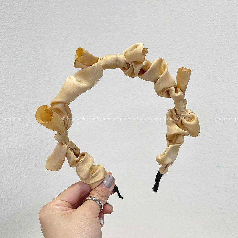 Korean version ins summer bow headband solid color sweet fabric headband wearing versatile hair accessories for women