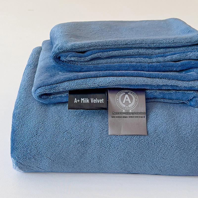 

Class A Striped Solid Color Winter Fleece Duvet Cover for 0.9 Bed - Thick Plush Velvet 48x74cm Pillowcase - One Piece