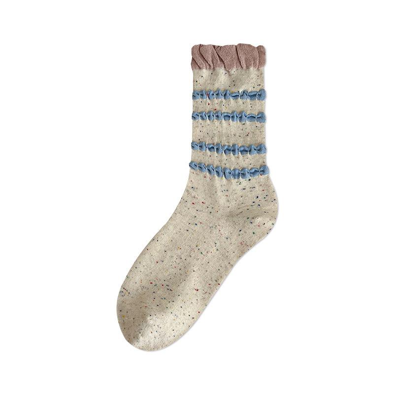 Boneless Female Loose Pile Socks, Cotton Socks, Cute Cartoon Dot Yarn, Sweat-absorbing Mid-calf Socks