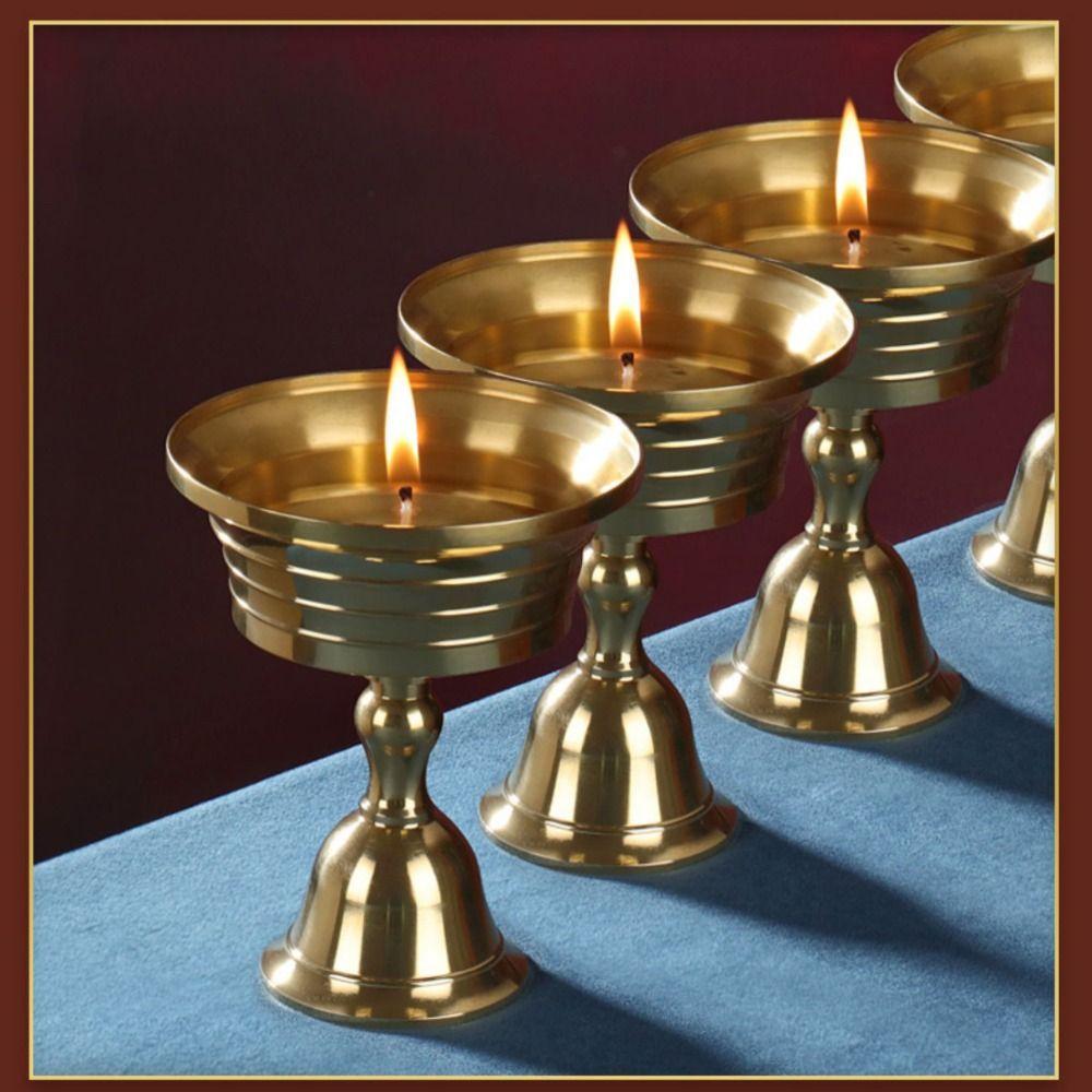 Universal Copper Butter Lamp Holder Golden Multi-Size Long Lamp Candlestick Candle Cup Festival