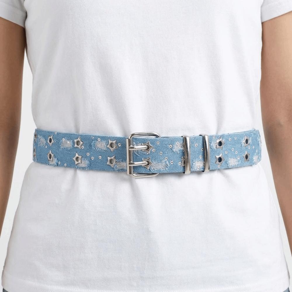 Metal Buckle Denim Waist Belts Double Grommet Hole Trouser Decor Decoration Dress Decor