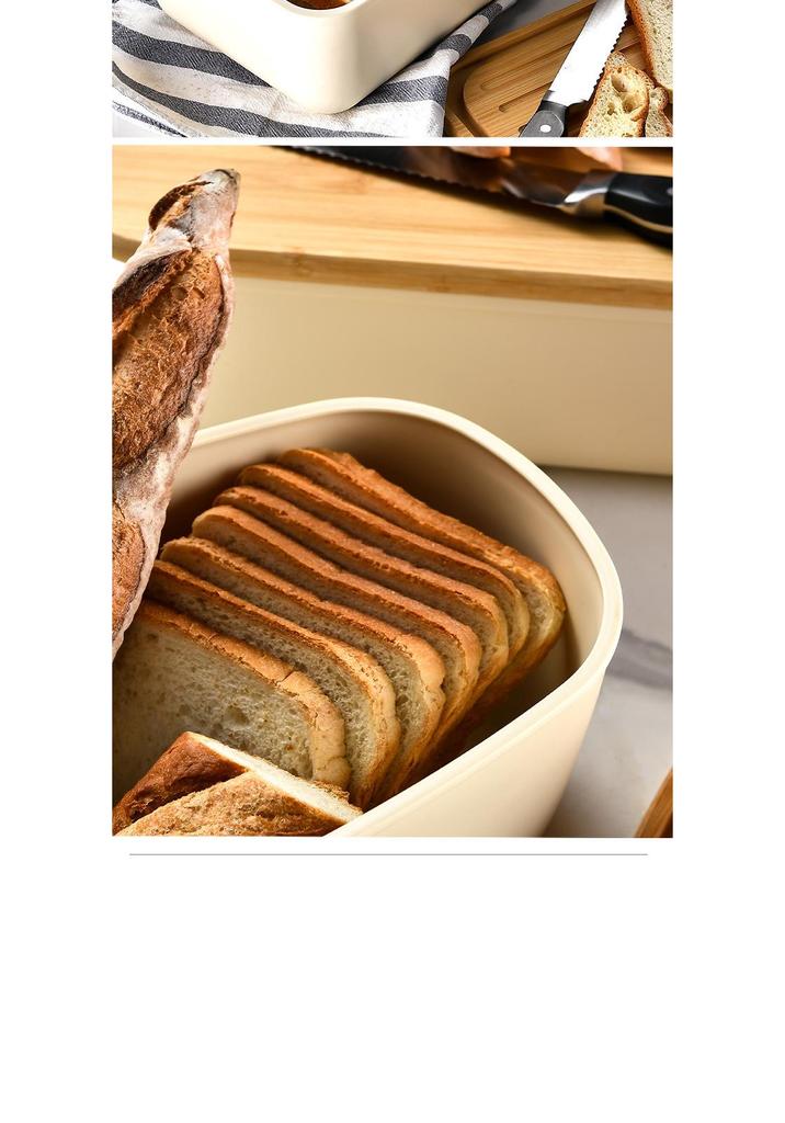 Nordic Bread Box: Large Capacity with Wooden Lid & Cutting Board
