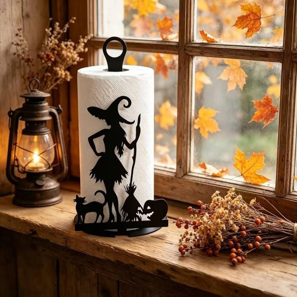 Halloween Witch Roll Paper Storage Holder 2D Flat Toilet Paper Holder Kitchen