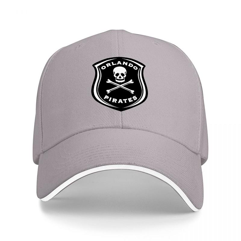 Orlando Pirates Totenkopf und gekreuzte Knochen Baseballkappe Schwarz mit Weißem Rand Logo-Design Verstellbare Passform für Erwachsene