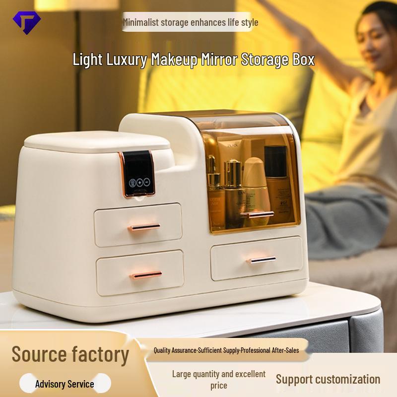 High-End LED Spiegel Kosmetik Aufbewahrungsbox für Hautpflege und Lippenstift Präsentation