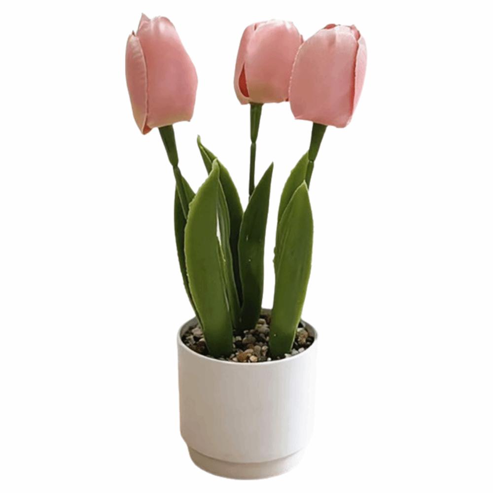 3/5 Heads Artificial Tulip Flower Bonsai Multicolor White Flowerpot Simulation Flower Bonsai Photo Props Faux Flower Potted Gift