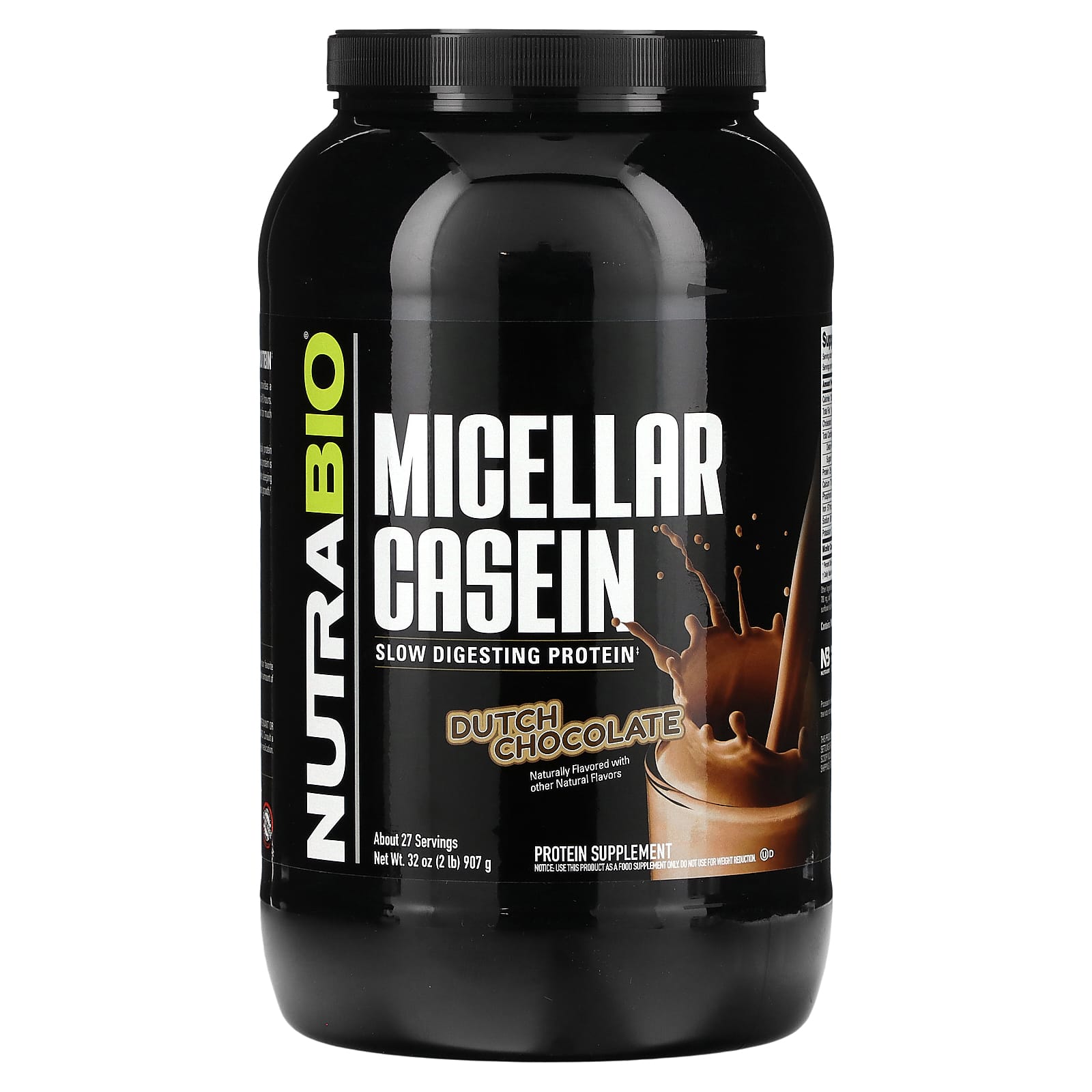 

NutraBio, micellar casein, Dutch chocolate flavor, 2 lb (907 g)