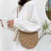 Half-Round Rattan Crossbody Bag Woven Straw Bag Summer Women Messenger Crossbody Bags Girls Small Beach Handbag 2025 New