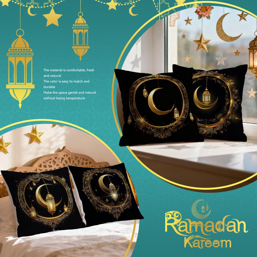 ramadan golden lantern moon Cushions Pillowcase Polyester Cushion Cover Throw Pillow Pillowcover Home Car Sofa Decor