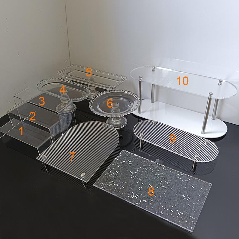 Vielseitiger Acryl- und Glas-Desserttisch-Präsentationsständer für den Innen- und Außenbereich