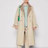 Export Pure Yuan Tail Goods German Single Autumn and Winter Double-Layer Collar Nipped-Waist Pocket Classic Pure Cotton Women's Long Trench Coat