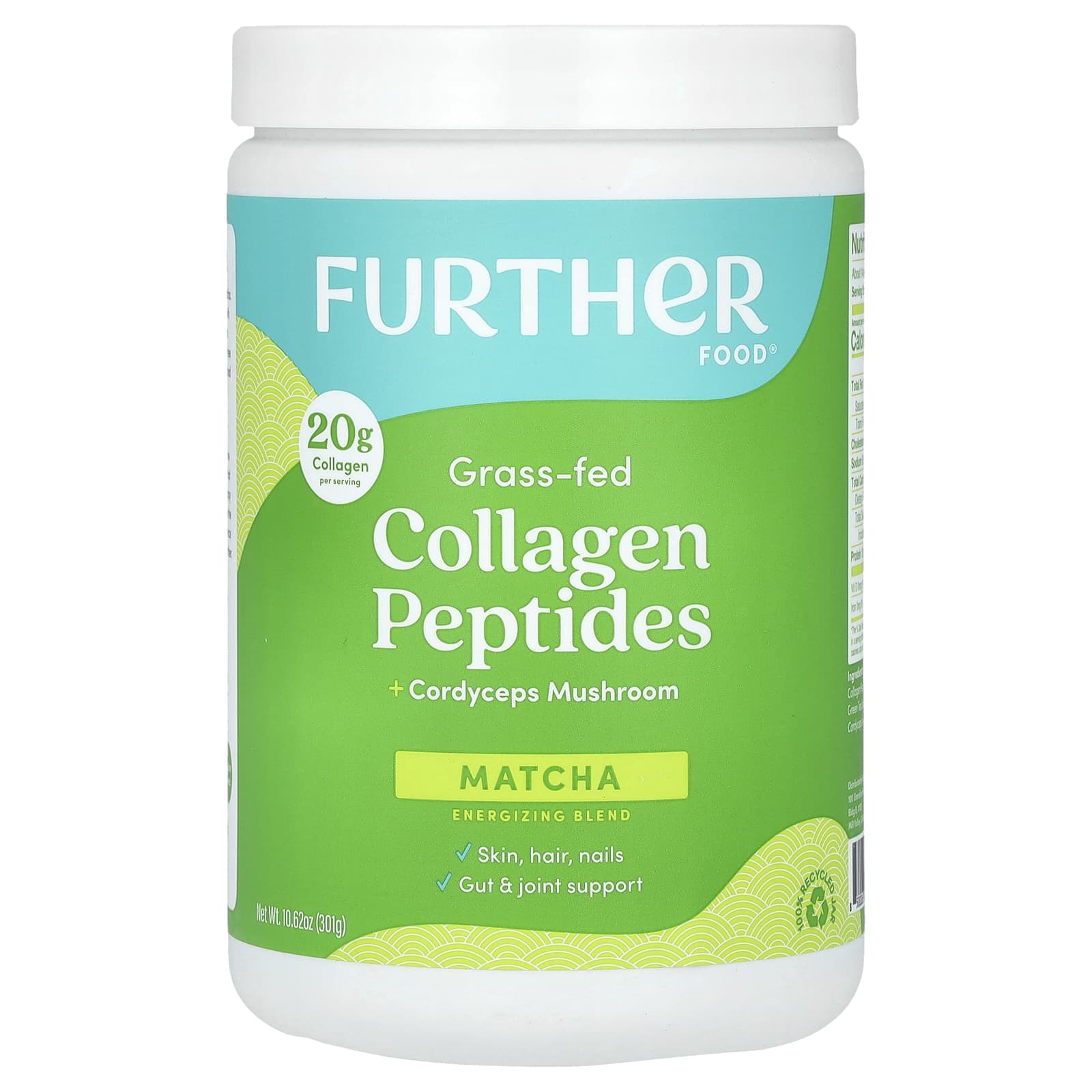 

Grass-Fed Collagen Peptides + Cordyceps Militaris, Matcha, 301G (10.62Oz)