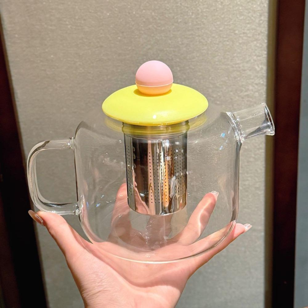 

Стеклянный чайник 1000 мл Съемный заварочный фильтр Боросиликатное стекло Чайник для кипячения воды Жаростойкий 304 нержавеющая сталь Чайник для заваривания чая Дом розовый