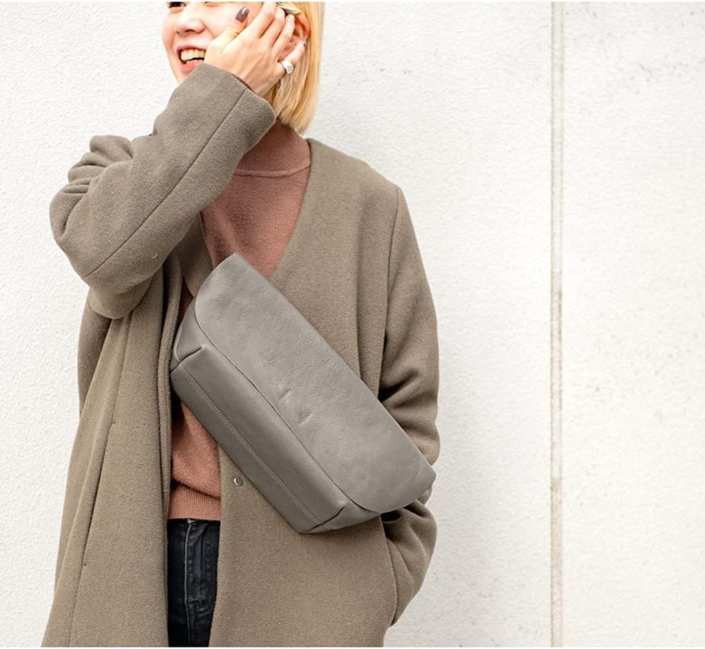 Body Bag Messenger Bag Genuine Leather Bag Small But Large Capacity Italian Leather Shoulder Bag Dark Brown [Dom Teporna] Men's Women's