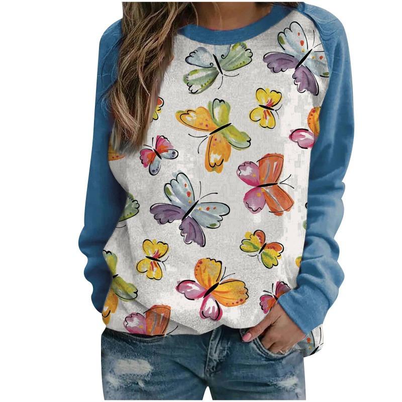 Women's hoodie 3D digital printed round neck hoodie with shoulder inserts for autumn winter women's wear