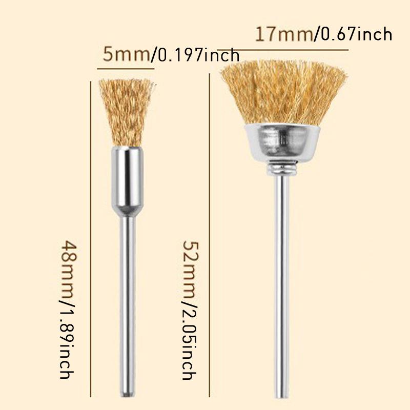 1-Pack Nail File Cleaning Brush, Brass Wire Polishing Wheel, Rust Removal Polishing Head & Polishing Bowl