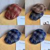 Retro Checkered Beret With Sunshade And Ventilation For Casual Outdoor Use