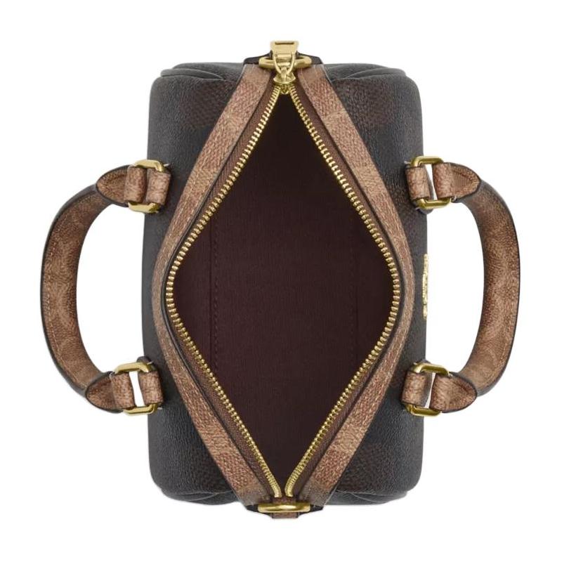 Coach Rowan 18 Top-Reißverschluss Leder Schulter Crossbody Tote Klein Damen Tan