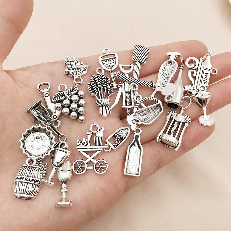 Red Wine Wheat Ear Pendant for DIY Tibetan Silver Jewelry: Earrings, Bracelet, Necklace