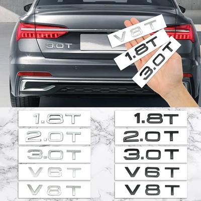 1.8T 2.0T 3.0T V6T V8T ABS Badge Stickers Car Rear Trunk Displacement Decoration Label