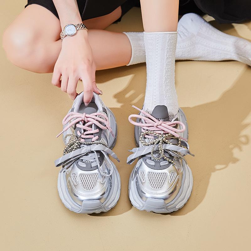 Nové dámské tenisky, módní sportovní jednobarevné boty se silnou podrážkou