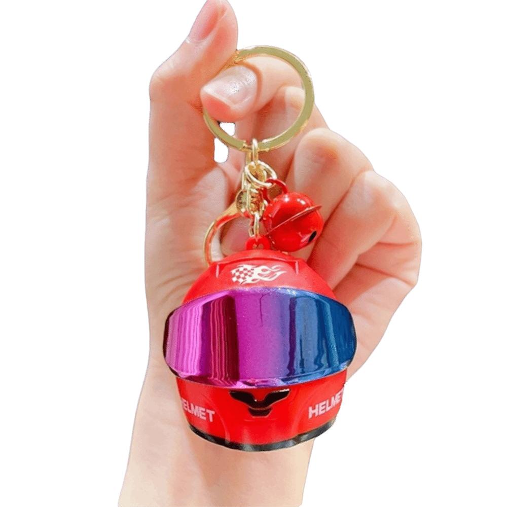 Matte Motorcycle Helmet Keychain Luminous Key Ring Fashion Key Pendant Backpack