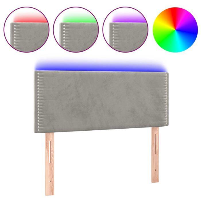 VidaXL Tête de Lit à LED Meuble de Chambre à Coucher Accessoire de Lit Simple Tête de Cadre de Lit Intérieur Gris Clair 3121508