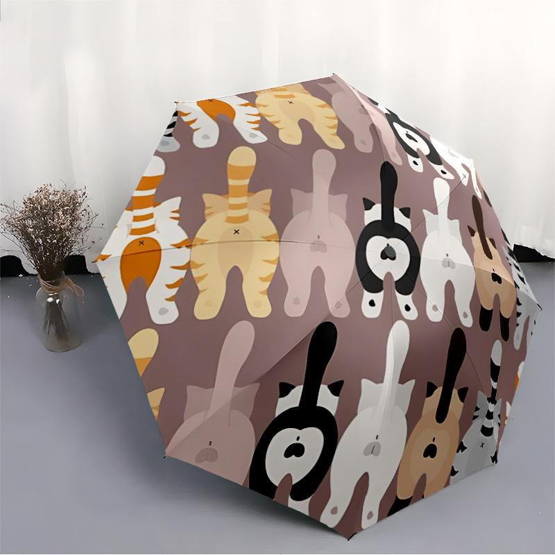 1pc Cat Butt Pattern Automatic Open/Close Umbrella, Umbrella with cartoon Design, Portable Compact Umbrella for Men & Women, Good Holiday Gi