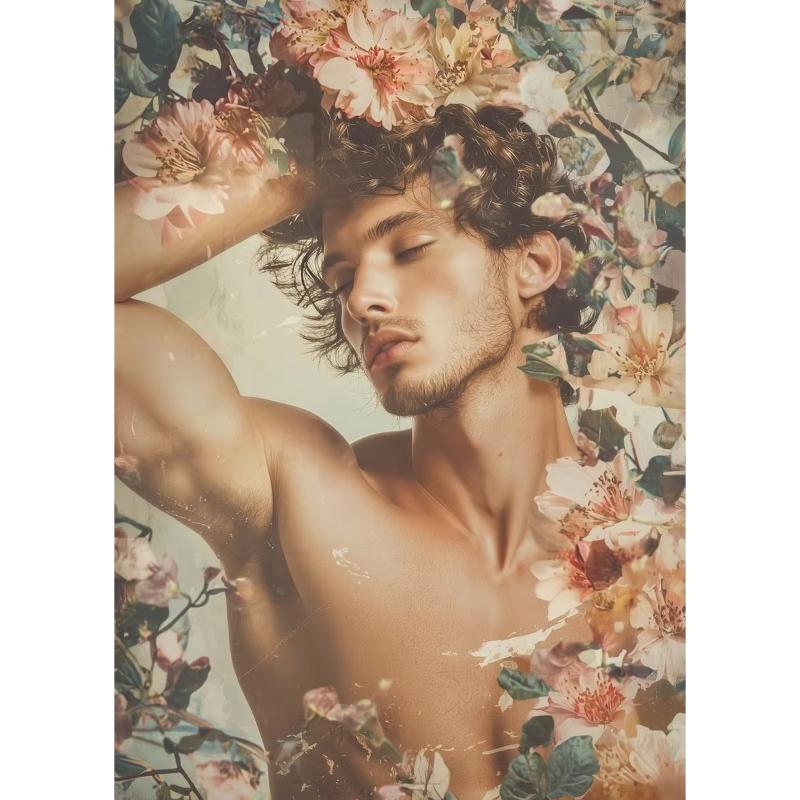 Two European Boys Wearing Wings Poster Handsome Gay Boy Love Prints Canvas Painting for Wall Art Living Room Home Decor Mural