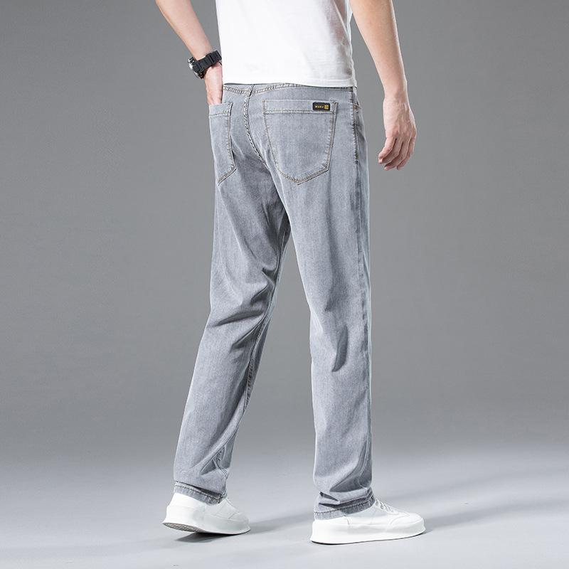 Tencel Jeans Herren Leicht, Weich, Hochwertig Herren Zigarettengrau Jeans Locker Gerade Sommer Trend Vielseitig