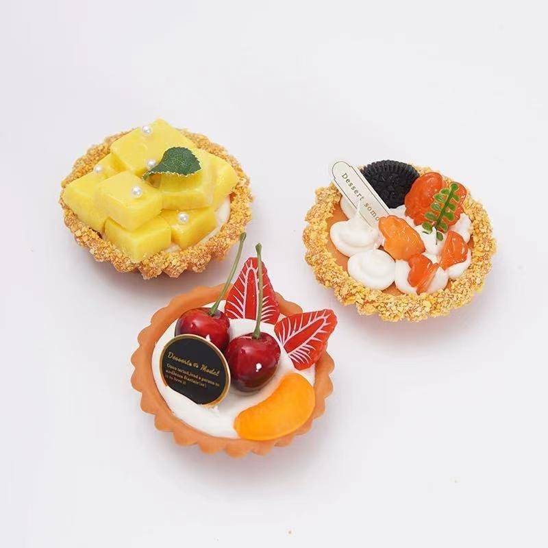 Simulation Fruit Egg Tart Fake Mango Raspberry Cake Model French Bread Desserts Ornaments Bakery Window Display Samples Photogra