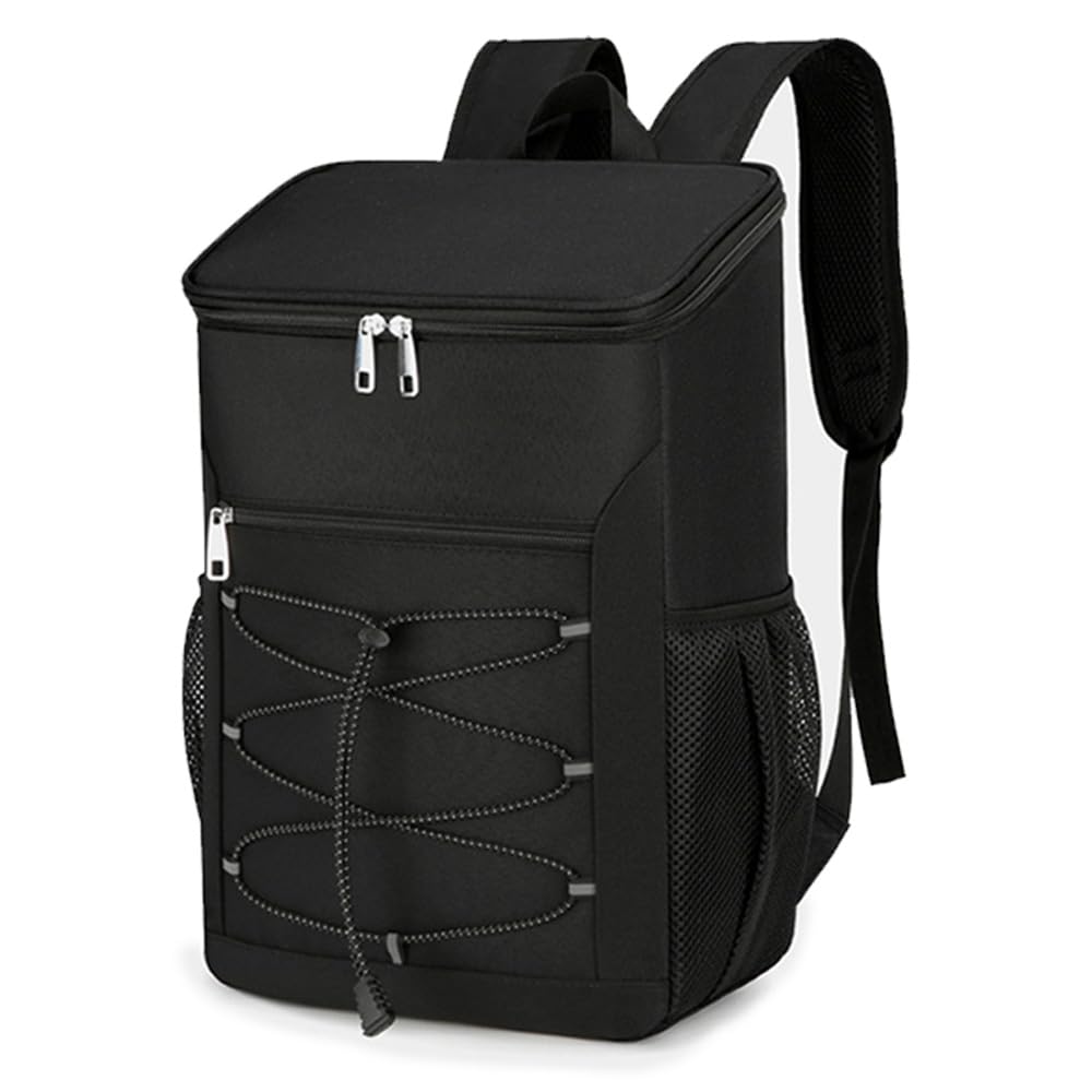 Rucsac la geantă termică, elegant, ușor, pentru depozitare la rece, camping în aer liber, pescuit, grătar, picnic în aer liber [YOURAKU] (NEGRU×NEGRU)