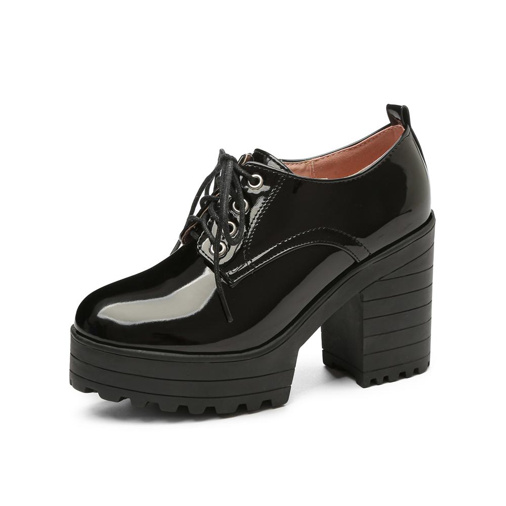 Klasické šněrování Pro ženy Černá Bílá Vysoké podpatky Krátká bota Platforma Dámské boty ve stylu Euro Podzim Jaro Punk Boty na vysokém podpatku