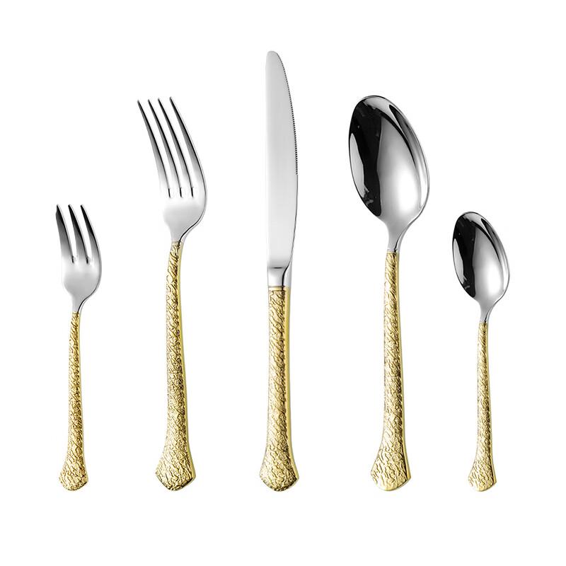 304 Stainless Steel Embossed Gold Cutlery Set