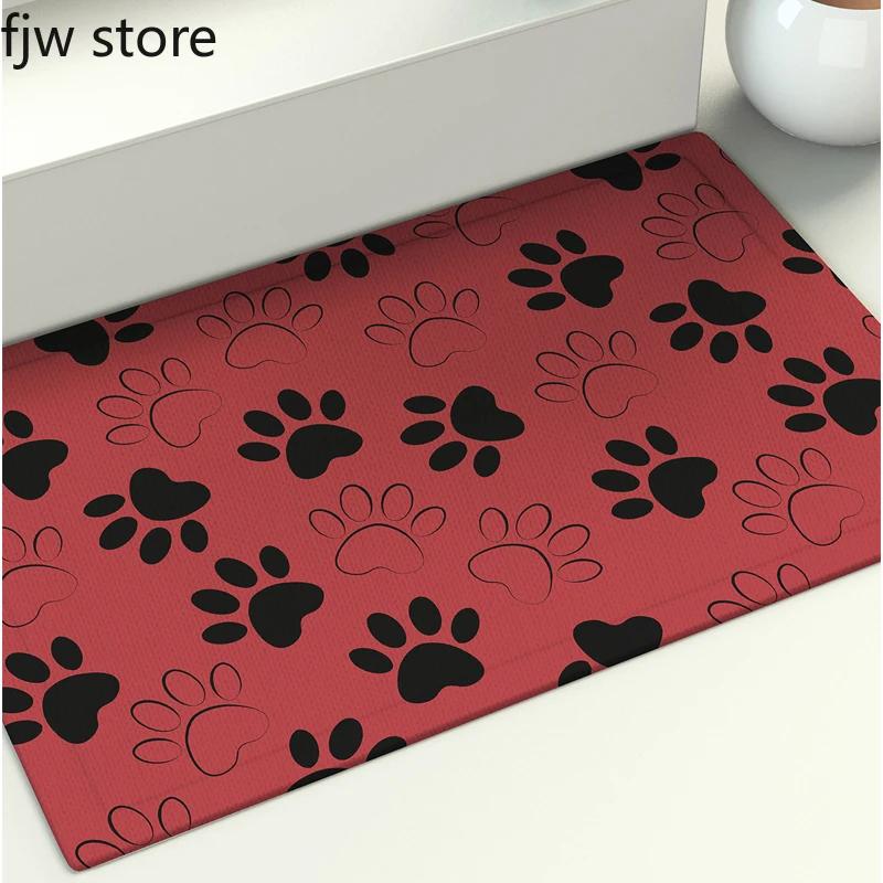 

Dog paw footprint printing floor mat porch entrance door bathroom non-slip absorbent home decoration 40x60 50x80cm 40x60cm