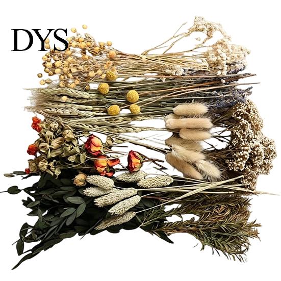 Souvenir Flower Decor DIY Natural Dried Set Eucalyptus Lavender Wheat Bunny Tails Billy Ball Wedding Flowers Bouquet with Stems for Crafts Home