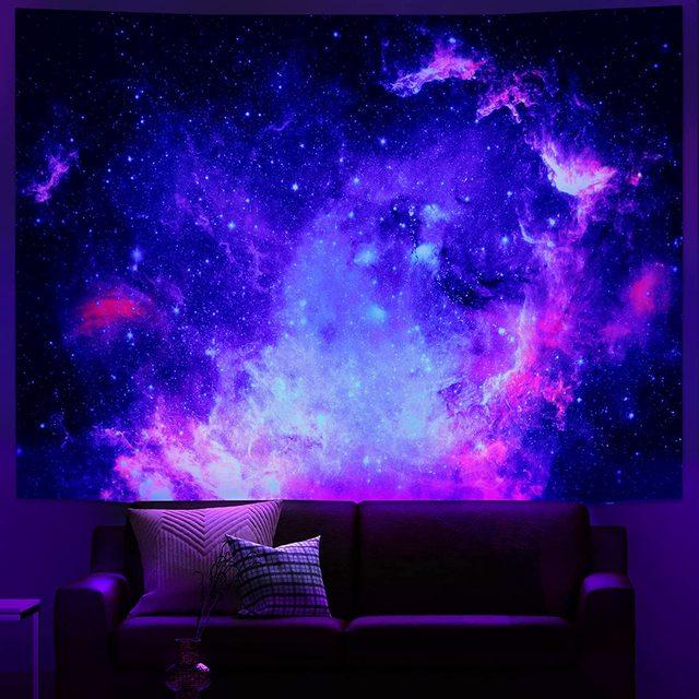 Trippy Planet Wandteppich, UV-reaktiv, Wasserfall, Landschaft, Raumdekoration, ästhetisch, psychedelisch, Wandbehang, Pilz, Gothic, Heimdekoration