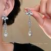 Rhinestone Leaf Water Drop Tassel Necklace - Elegant High-End Clavicle Chain for Women