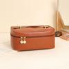 Cosmetic Bag Fashion Square Leather Portable Handheld Makeup Bag Short Trip Toiletries Storage Cosmetic Bag