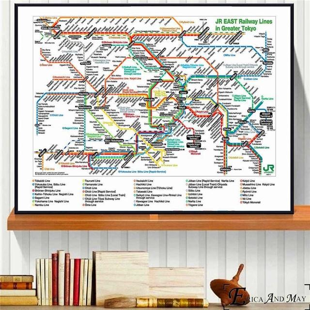 New York Londra Metro Haritası Vintage duvar sanatı tuval yağlıboya Posteri Ev Dekor Posterler Ve Baskılar Çerçevesiz Dekoratif Resim