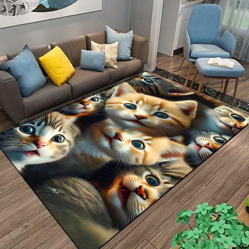 Cute Cartoon Cat Pattern Carpet for Bedroom, Living Room Decoration Suitable for Use As an Anti-slip for Living Room Bedroom Sofas