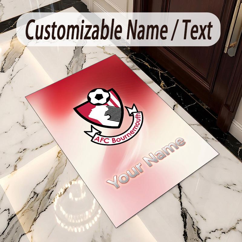 Crystal Velvet Rug Bournemouth Football Print Custom Name Text Floor Mat Home Decor