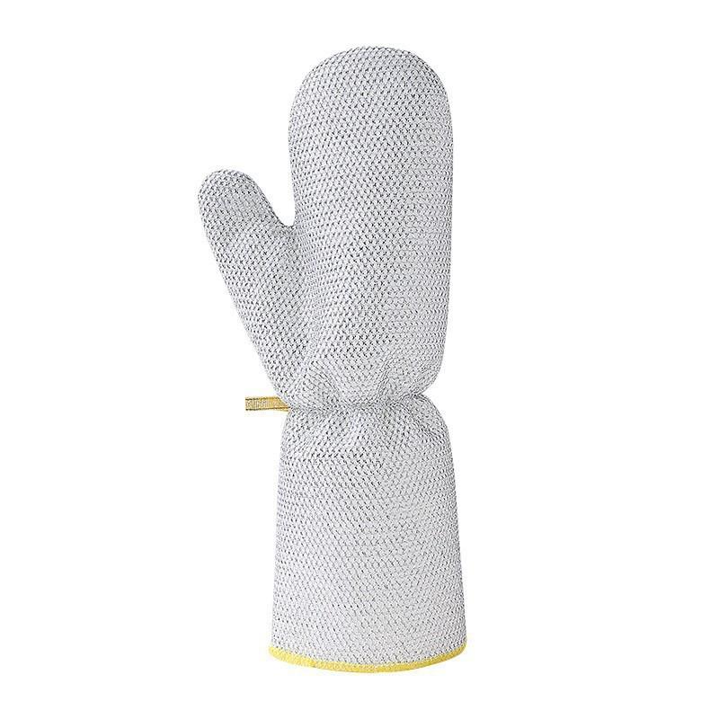 Silver Thread Thickened Leather Dishwashing Gloves - Multifunctional, Anti-Scald, Oil-Proof Kitchen Cleaning Tool.