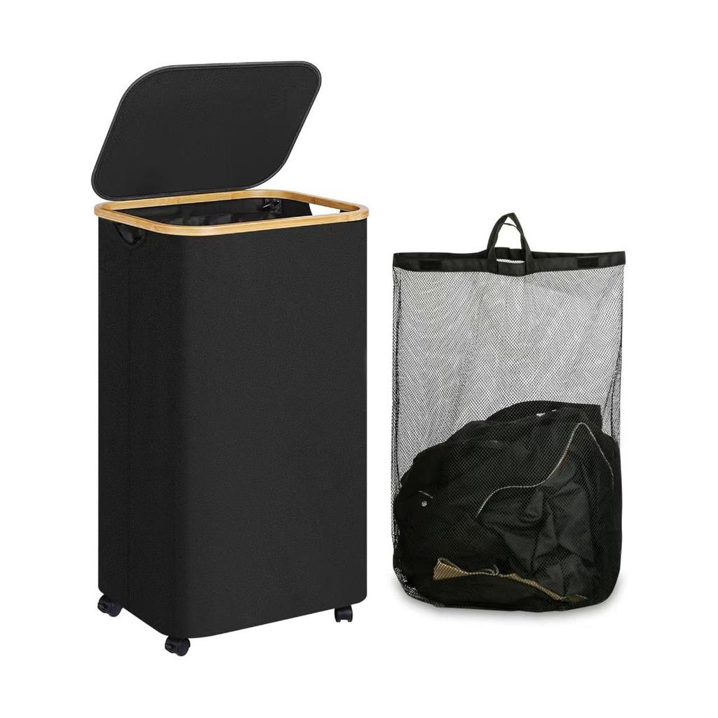 Foldable Laundry Basket with Inner Pocket: Large Capacity Hamper for Bedroom & Bathroom.