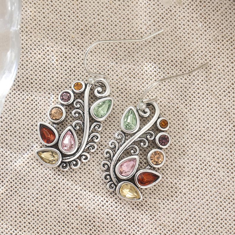 

Women Bohemian Style Inlay Zircon Pendant Earrings Drop Multi Color Flower Shaped Earrings Daily Casual Vacation Jewelry