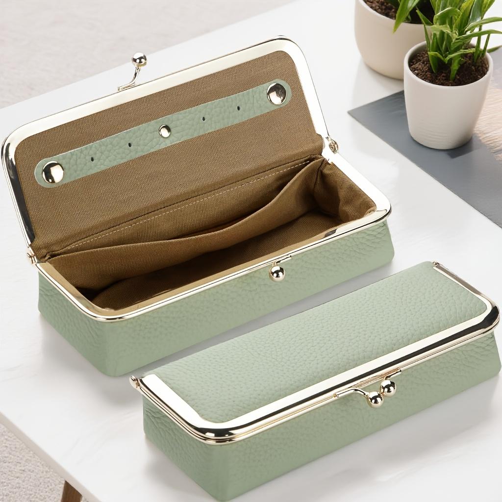 Unisex Jewelry Box Fashion Glasses Case - RFID Blocking, Travel Jewelry Case Bag Charm Storage Box Fashion Pencil Bag with Kiss Lock, Coin Purse