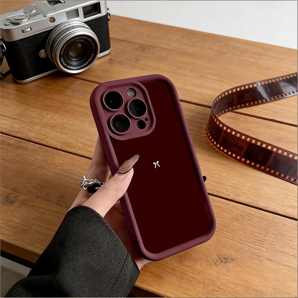 Simple Wine Red Bow Pattern Phone Case for Xiaomi Redmi Note 14 13 12 11 Pro Plus 4G 5G 12S 11S 10S 10 9 9S 14C 13C Cover