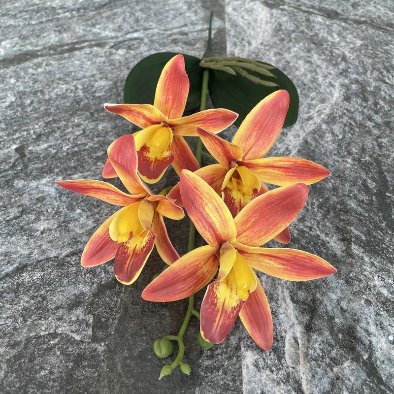 Eva Small 4head East Asian Orchid 3d Faux Flower For Wedding Home Decor And Photography Props