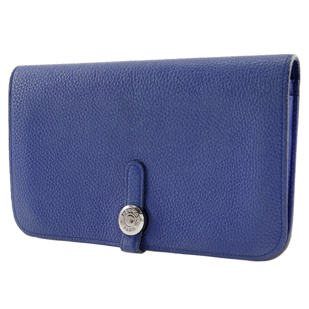 Hermes Dogon GM Purse Blue Togo Unisex Used
