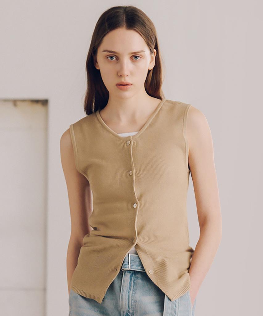 THE SATURDAY EVENING POST High Gauge Knit Vest_Beige